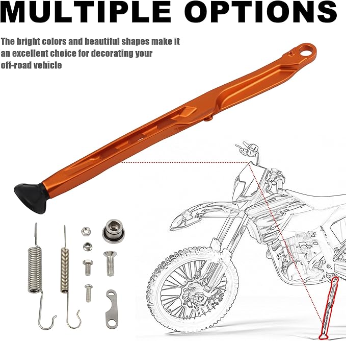 Dirt Bike Parking Side Stand Kickstand Kit,Motorcycle Kickstand Side Stand Springs Support Stand For EXC EXCF XCW XCF-W XC XCF 125 150 250 300 350 450 2023 2024(Orange)
