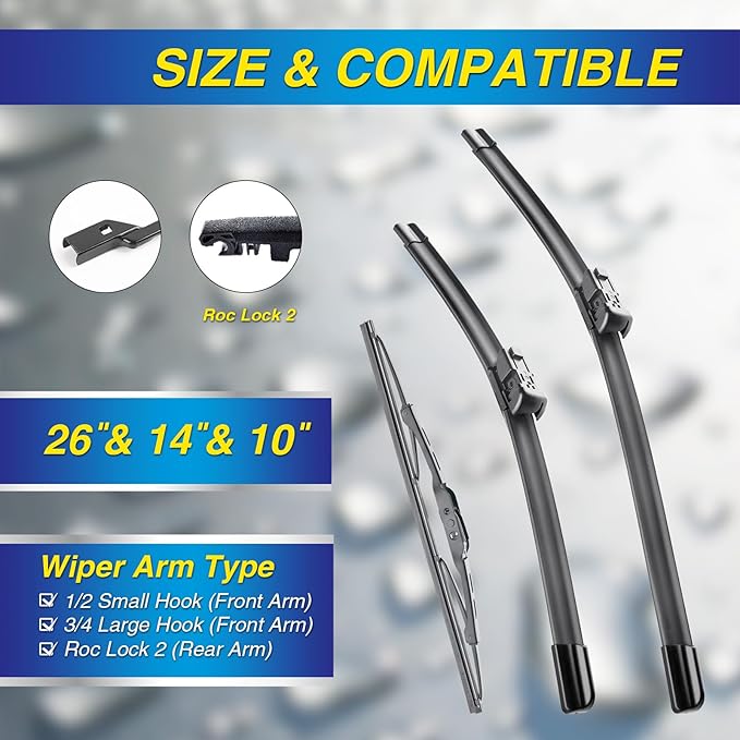 5 PLUS® Windshield Wipers Replacement for 2024-2021 Chevy Tahoe Suburban/GMC Yukon Yukon XL,Silicone Water Repellent Wiper Blades-22"/22"/13"(Set of 3), OEM Fit, All-Season, Easy Installation