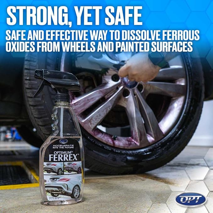 Optimum FerreX Iron Remover - Removes Brake Dust and Ferrous Oxides, Paint Safe Formula, For Auto Detailing Cars, RV's, Motorcycles, and Boats (17 Oz)
