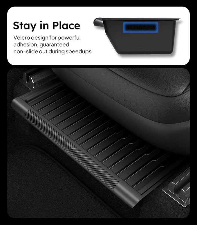 Wigoo Under Seat Storage Box for Tesla Model Y 2019~2025, 2 Pack Underseat Storage Tray with Lid, Secure No-Slide Design, Not Fit Model Y Juniper