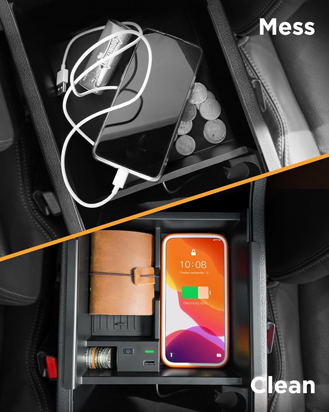 CarQiWireless 2024 Upgrades Wireless Charger/Center Console Organizer Tray for Toyota 4runner 2010-2024 2023, Wireless Phone Charging Pad for Toyota 5th Gen SR5 TRD Truck Accessories 2021 2020