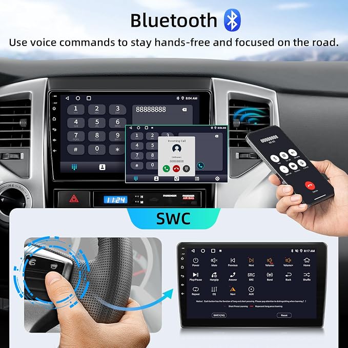 Car Radio Stereo for Toyota Tacoma 2005-2015,Android 15 2+64G 9" Touch Screen Radio with CarPlay Android Auto Bluetooth GPS Navigation HD Backup Camera