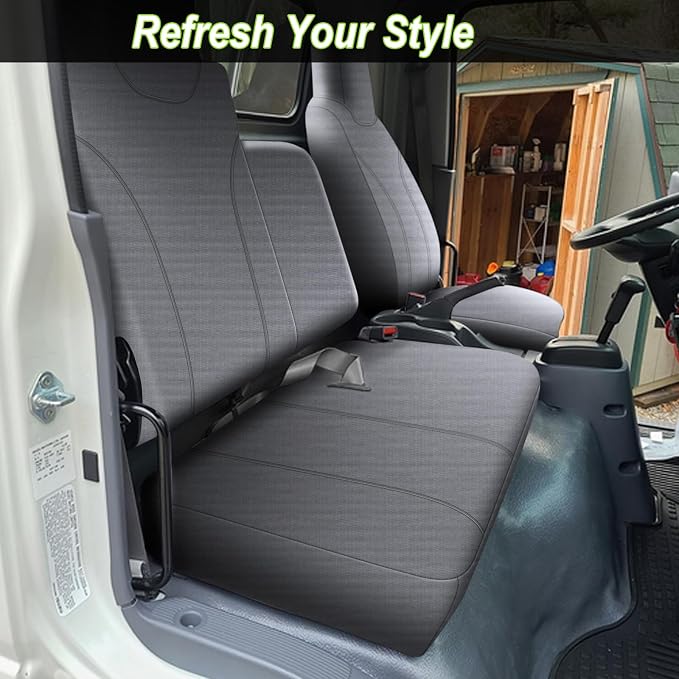 Custom-Fit Front Seat Cover for 2006-2025 Isuzu NPR, Premium Automotive Bucket Seat Cover with Molded Headrests, Airbag Compatible, Quick Setup Interior Cover for 2006-2025 Isuzu NPR