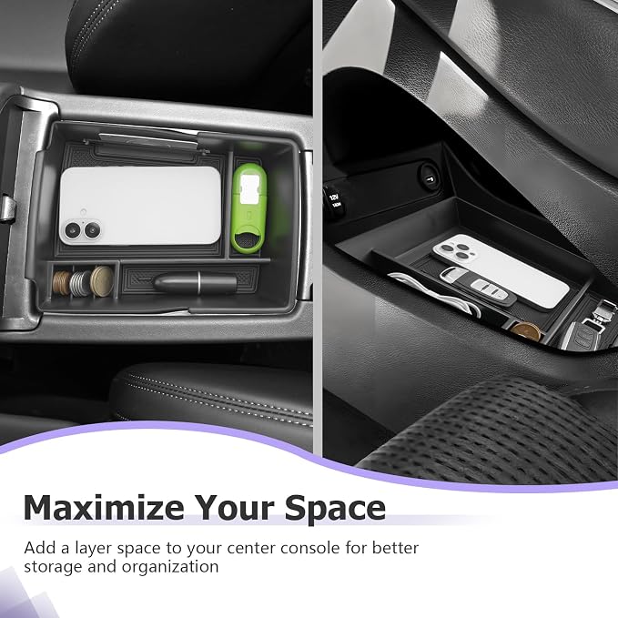 LUWU Santa Fe Accessories for 2021 2022 2023 Hyundai Santa Fe SE/SEL/XRT/Limited/Calligraphy Accessories Lower Center Console Organizer, Armrest Console Tray Storage Box Black 2-Pack