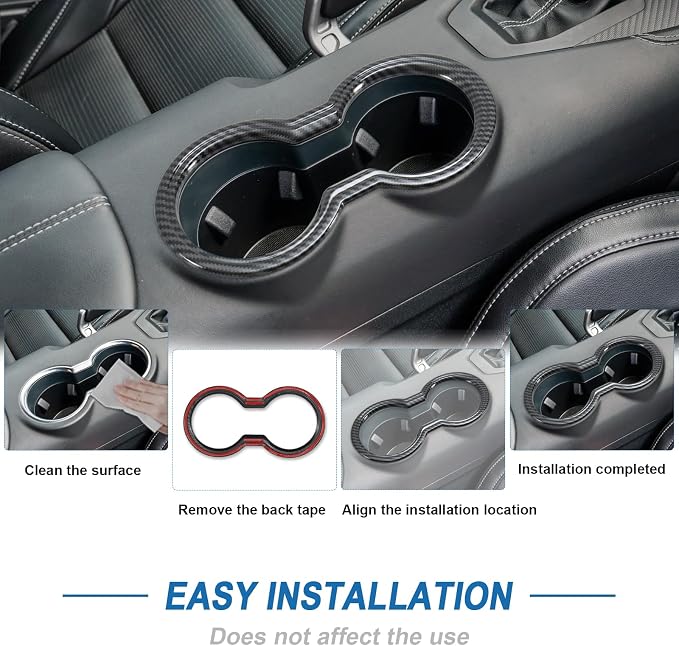 Carbon Fiber Cup Holder Panel Cover Compatible with Ford Mustang 2024 2025