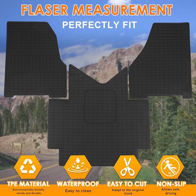 Floor Mats fit for Freightliner Cascadia 2018-2026 | Heavy Duty All-Weather Truck Floor Liners | Durable Rubber Cargo Mats | for Freightliner Cascadia Interior Accessories | 3-PCS Set