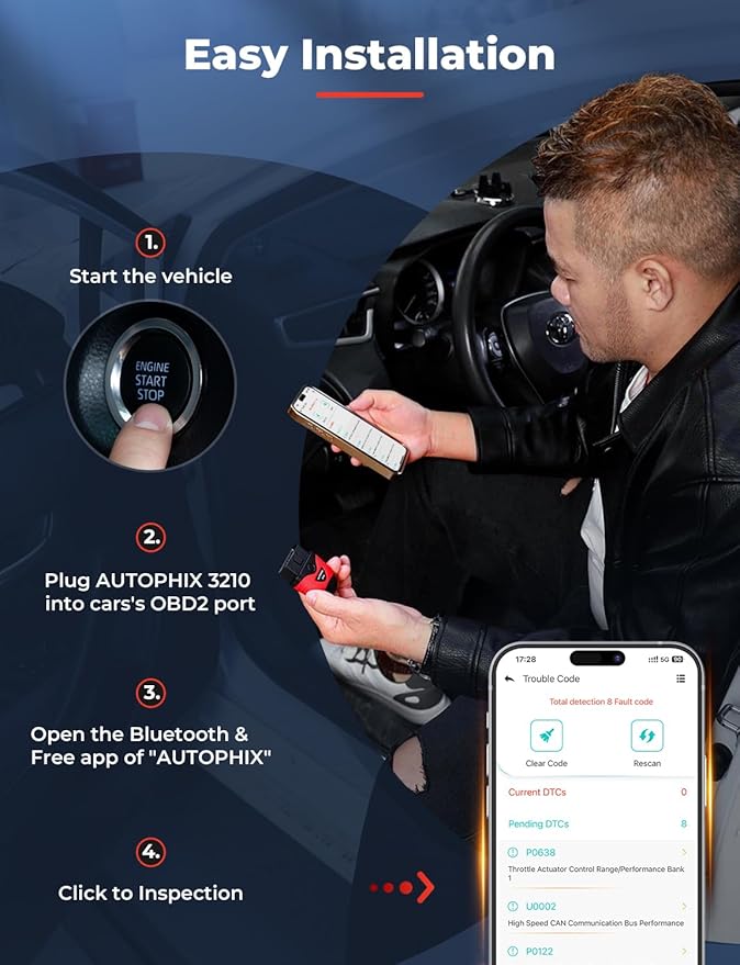 AUTOPHIX 3210 OBD2 Scanner Bluetooth with AUTOPHIX BAS100 Car Battery Tester 12V 24V 100-2000 CCA Battery Load Tester