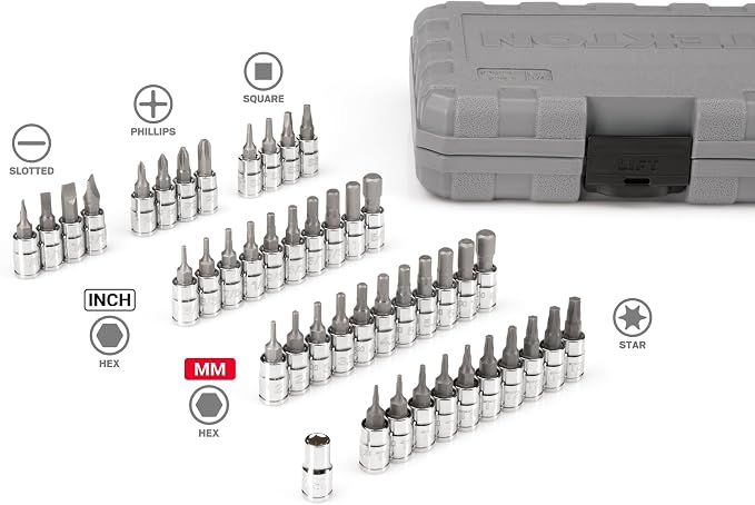TEKTON Hex, Torx, Phillips, Slotted, Square Bit Socket Set | SHB90302