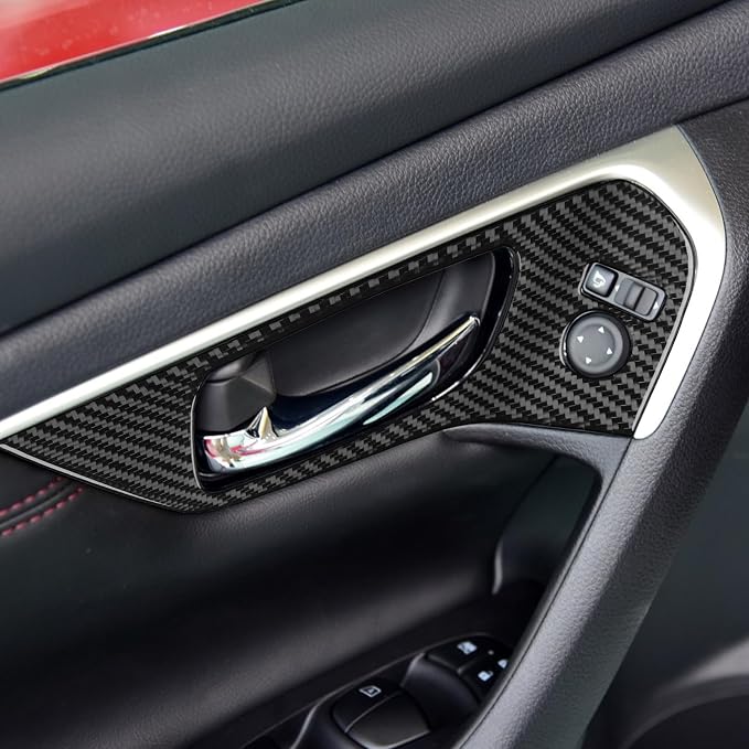 Soft Real Carbon Fiber Compatible with Nissan Altima 2013 2014 2015 2016 2017 2018 Interior Accessories Front Inner Door Handle Cover Trim Decal
