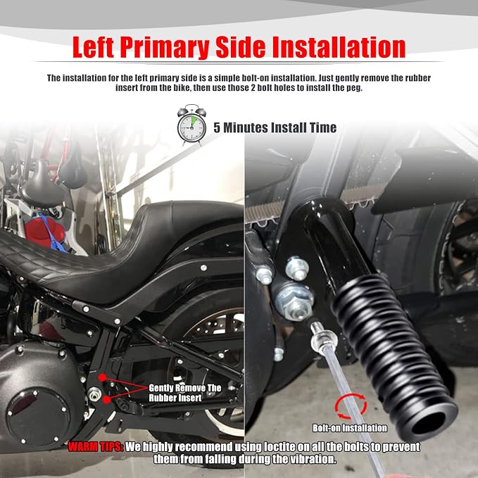 Goldfire Rear Passenger Foot Pegs Crash Bar Frame Slider Motorcycle Highway Pegs Bumper Protector Engine Guard Fits For Harley Softail Street Bob Low Rider Heritage Classic 2018-2023