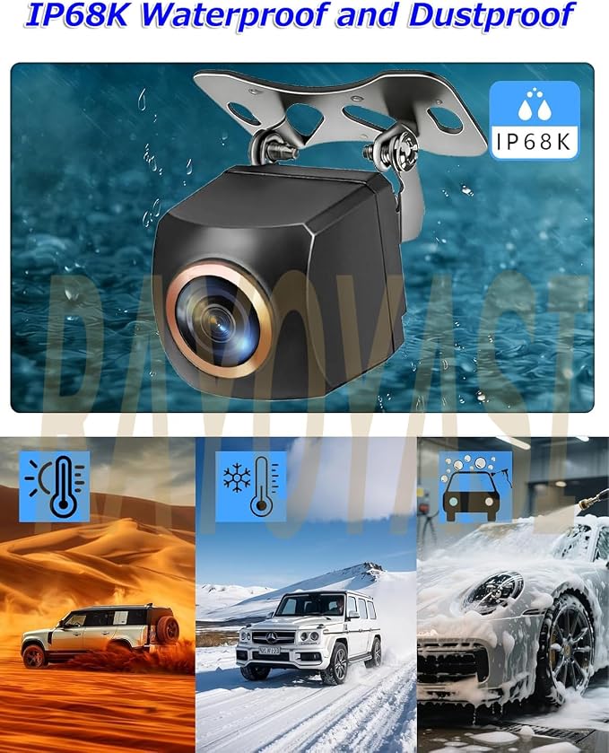 Car Backup Camera, 1080P AHD/CVBS Dual Format with CCD Sensor, 170° Ultra Wide Angle Fisheye Lens, 0.01 lux Night Vision, IP68K Waterproof & Dustproof 12-24V, for Truck SUV RV Van (JD1080P)