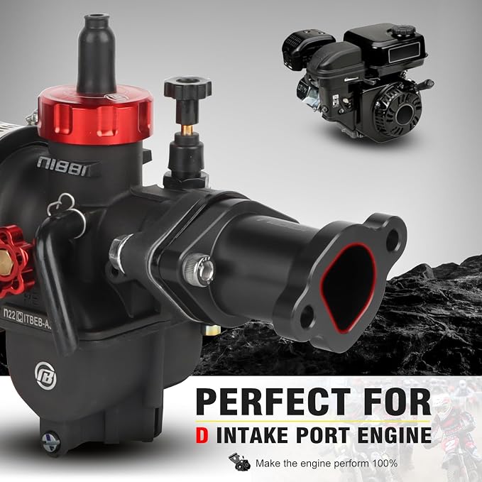 NIBBI Predator 212 Carburetor PE22FL Kit with Air Filters,212 Predator Performance Part Intake Pipe Inlet Manifold For Mini Bike 196cc/212cc/224cc Engine GX160 GX200