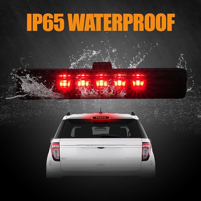 Third 3rd Brake Light LED for 2011-2015 Ford Explorer, High Mount Rear Brake Lights Assembly for 11-15 Explorer, Waterproof Center Cab Lamp Stop Light