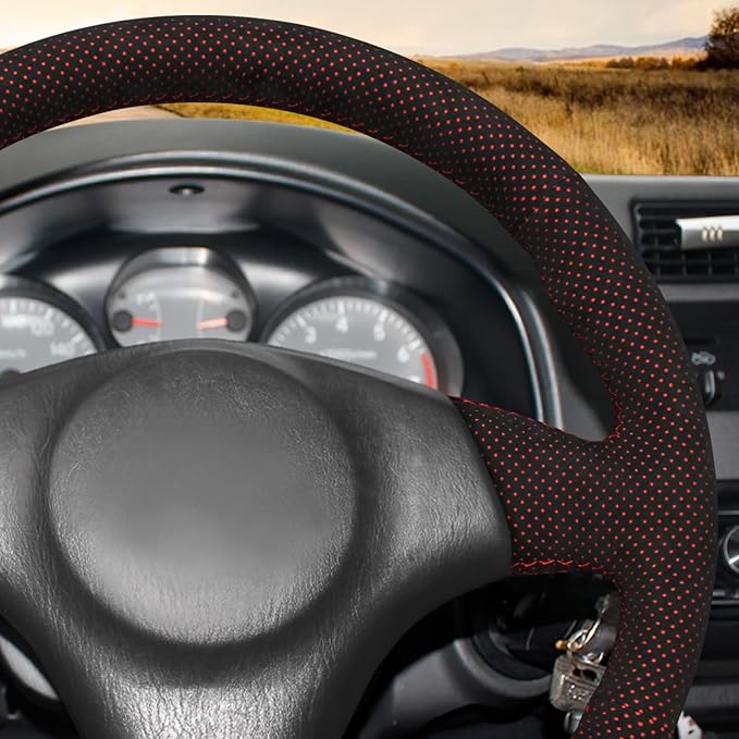 MEWANT Hand Stitch Steering Wheel Cover for Toyota RAV4 1998-2003 / Celica 1999-2006 / Corolla 2003-2008 / Matrix 2002-2008 / MR2 1999-2007 / Supra/Caldina, Custom Fit DIY Wrap Interior Accessories