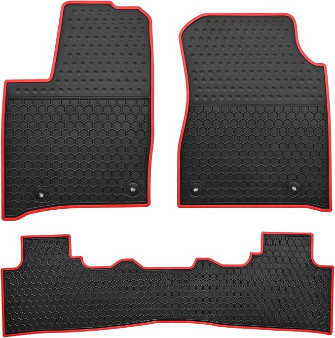 Car Floor Mats Custom Fit for 2016-2023 Dodge Durango/Jeep Grand Cherokee（2 Rows）(2023 2022 2021 2020 2019 2018 2017 2016) Odorless Washable Heavy Duty Rubber (All Weather) Floor Liners Red