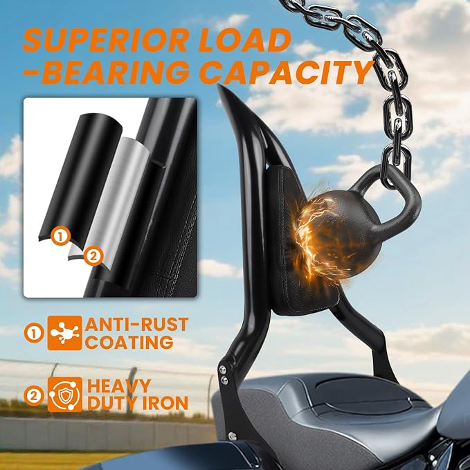 2009-2025 Sissy Bar for Harley Davidson Touring, 22'' Detachable Rear Passenger Backrest for Road King, Road Glide, Street Glide, Ultra Limited, Electra Glide, CVO, Ultra Classic Electra Glide