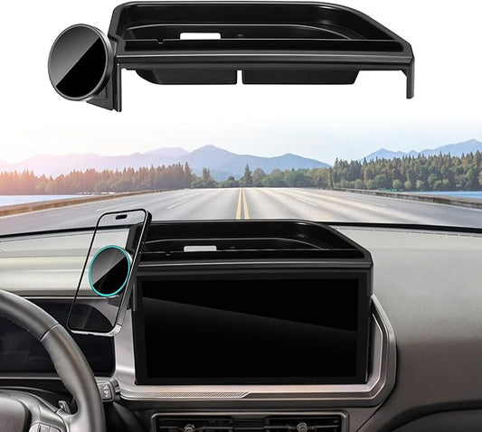 Dash Tray with Phone Holder for 2025 Ford Bronco Sport Dashboard Storage Console Organizer Accessories 13.2-Inch Screen, Magnetic Phone Holder for MagSafe, Magnets Wireless Charger Cell Phone Base