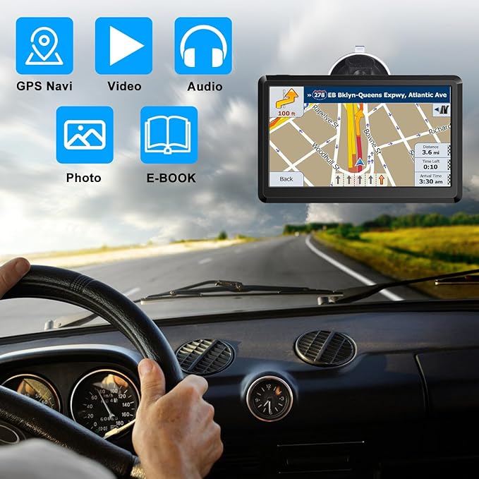 7-inch Car Navigation GPS ，GPS Navigation for Truck & RV & Car, Driver Alerts, Turn-by-Turn Directions, 2026 Map and Free Update Map