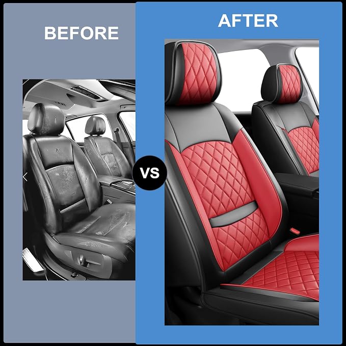 Car Seat Covers Compatible with Ford Bronco Sport 2021-2026-Waterproof & Breathable Luxury Leather All-Weather Seat Cushions Protectors,Airbag Compatible,Only 2 Front seat Covers (Red)