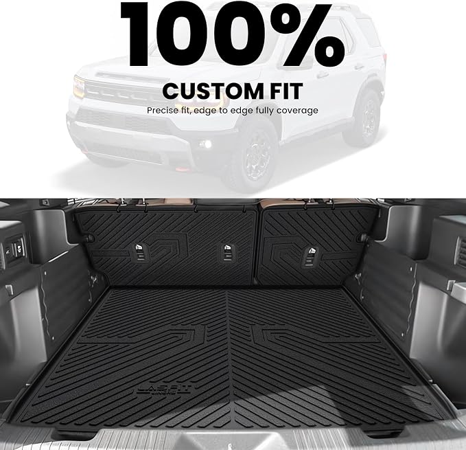 LASFIT Cargo Mat with Backrest Mat for Honda Passport 2026, All Weather TPE Custom Fit Trunk Mat Trunk Liner Trunk Tray Cargo Liner Cargo Tray with Seatback Cover, Black