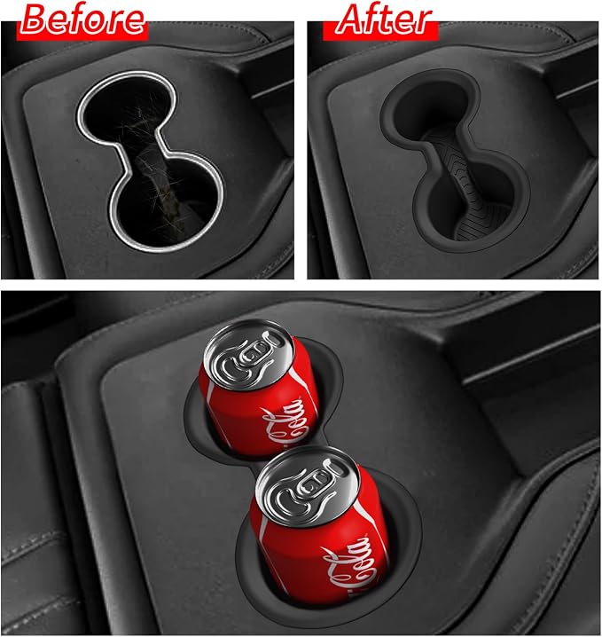 smabee 2nd Row Cup Holder Inserts for Honda Pilot 2023 204 2025 2026 TPE Accessories Drinks Holder Box Rear Cup Holder Insert Car Interior Black