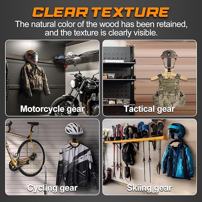 Tactical Gear Wall Mount Stand - Motorcycle Helmet Holder Display Stand with Hooks, Solid Wood Airsoft Plate Carrier Rack for Police, Football and Cycling Suit