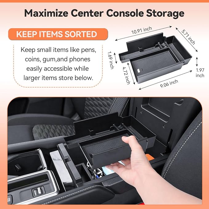 TACORBO Center Console Hidden Storage Box and Center & Lower Console Organizer Combo for Nissan Pathfinder 2022-2026 – Upper Armrest ABS & Lower TPE Storage Inserts