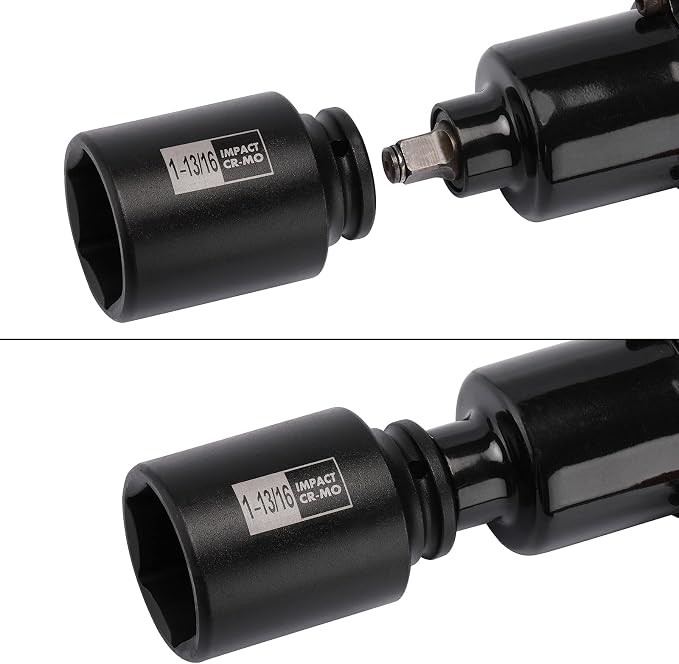 Mayouko 4PCS 1/2" Drive Spindle Axle Nut Impact Socket Set, 1-13/16, 1-7/8, 1-15/16, 2 Inch, CR-MO, Deep, 6 Point