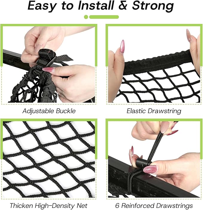4 Passenger Golf Cart Cargo Net for Club Car EZGO Yamaha Adjustable Elastic Storage Net Black Washable Grocery Shopping Bag