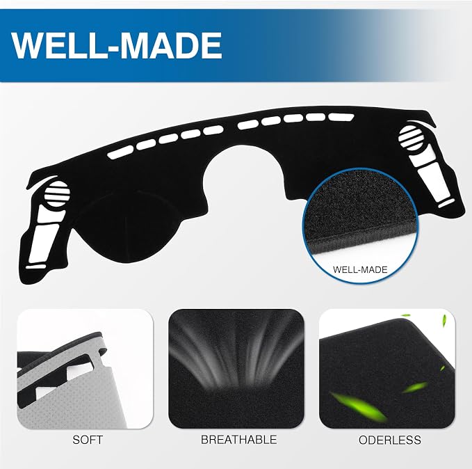 KUST Black Dash Cover Compatible with 2010-2013 Kia Soul Polyester Dashboard Cover Left Hand Drving Dash Carpet Non-Slip Dash Protector Interior Accessories for Soul Custom Fit Dash Mat No Glare