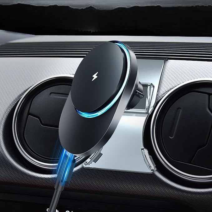 CLEC for Ford Mustang 2015-2023 Magnetic Wireless Car Charger Phone Holder Mount Custom Fit for Ford Mustang 2015-2023 15W Fast Charging Car Phone Holder Wireless Charger
