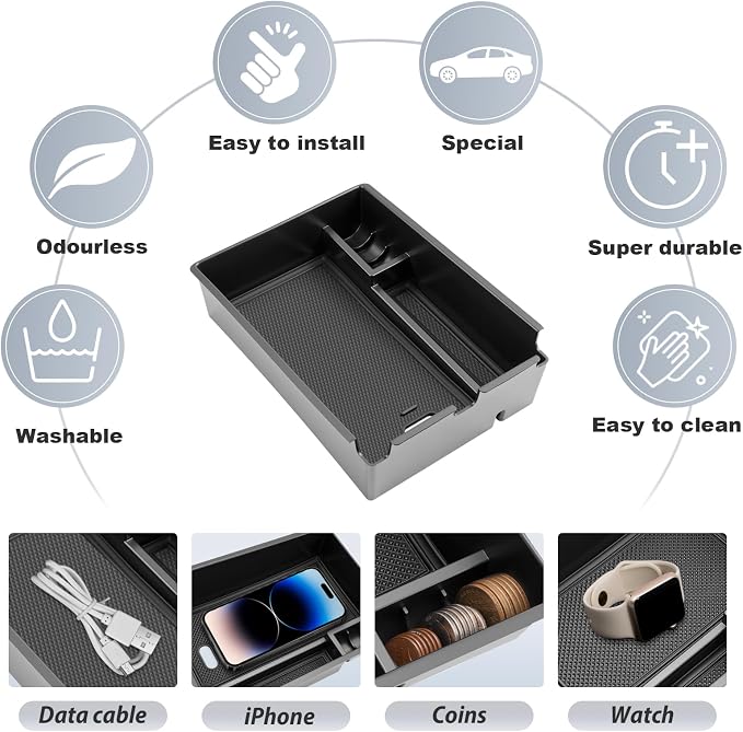 SKTU for 2026 Kia Sportage Center Console Organizer for 2026+ Kia Sportage (LX/EX/X-Line/SX/SX Prestige/X-Pro Prestige) Console Tray Kia Sportage 2026 Accessories ABS Insert Armrest Storage Box