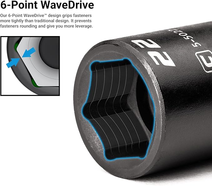 Capri Tools Stubby Impact Socket Set, Powerbuilt Socket Levers for Boats, RVs, Off Road Vehicles - 3/8" & 1/4" Drive, 15-Pieces