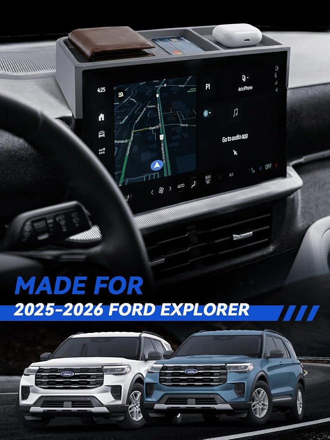 for Explorer Dashboard Center Console Organizer 2025 2026 Ford Explorer(Active/ST-Line/Platinum/ST) Accessories 13.2’’ Behind Screen Organizer Box Dash Tray