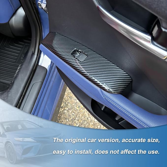 Carbon Fiber Window Lift Switch Panel Cover Compatible with Toyota Camry 2018-2024