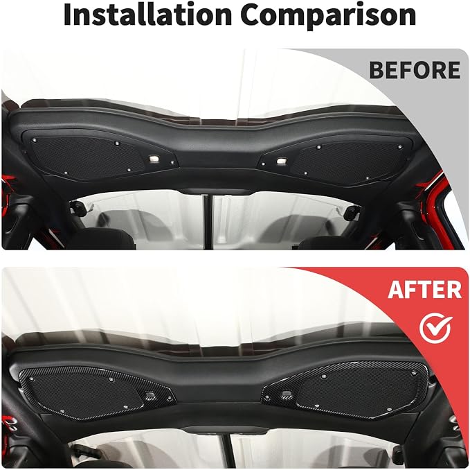 JWWY for Jeep JL Speaker Audio Trim Top & A Pillar Cover Trim for 2024-2025 Jeep Wrangler JL JLU & Gladiator JT Interior Accessories ABS 4PCS Carbon Fiber
