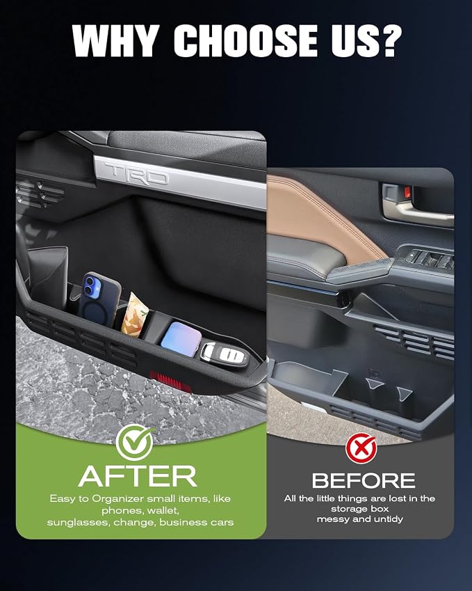 6Pack Compatible with 2024 2025 2026 Toyota Tacoma Center Console Door Side Storage Trays for Toyota Tacoma 2026 Accessories Door Handle Pockets for 2026 Toyota Tacoma Door Trays Handle Inserts
