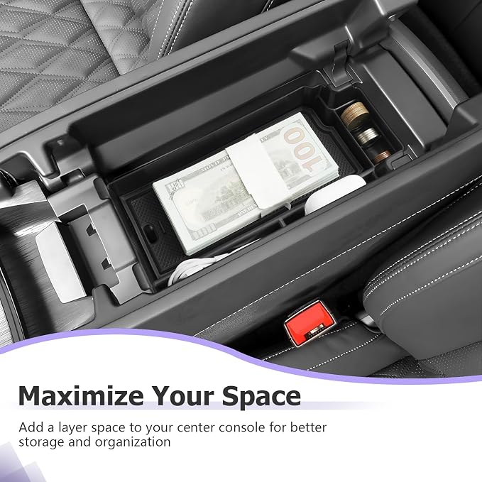 LUWU 2025 2026 Rogue Center Console Organizer for 2021 2022 2023 2024 2025 2026 N issan Rogue Accessories Armrest Console Storage Box Insert Tray ABS Material Black-trim