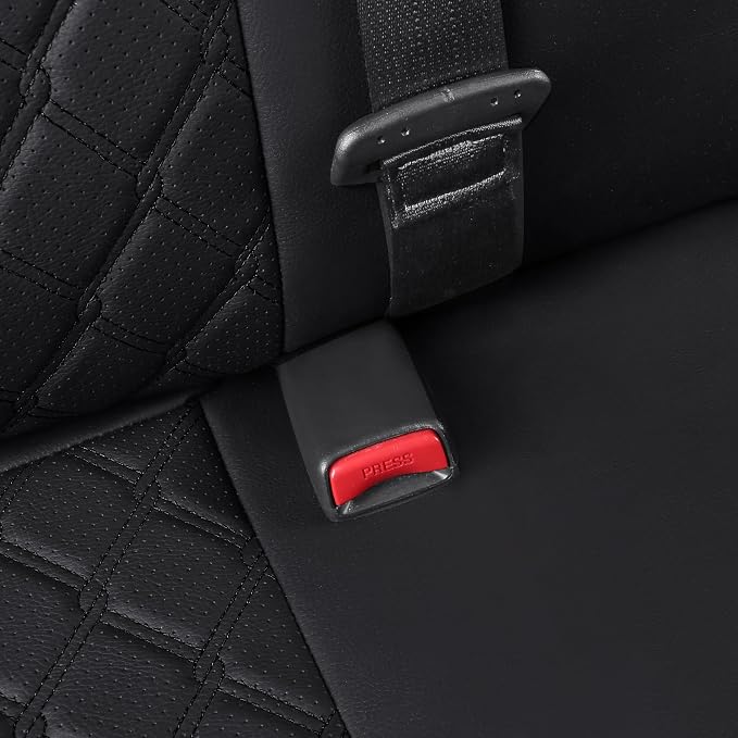 Huidasource Fit for Chevy Silverado Rear Seat Cover, GMC Sierra Rear Seat Cover 1500 2007-2013&2019-2026, 2020-2026 2500HD 3500HD Crew Cab WT LS LT, Silverado Back Seat Covers Nappa Leather, Black