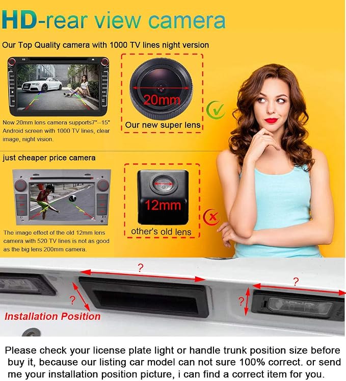 HD CCD Sensor 20mm Lens 170°Night Vision Rear View IP68 Reverse Backup Camera Compatible with Nissan Tiida Hatchback/Livina/Skyline R35 GTR/250GT/Fairlady 350Z/370Z/CUBE GT-R Leaf Sentra Versa/Geniss