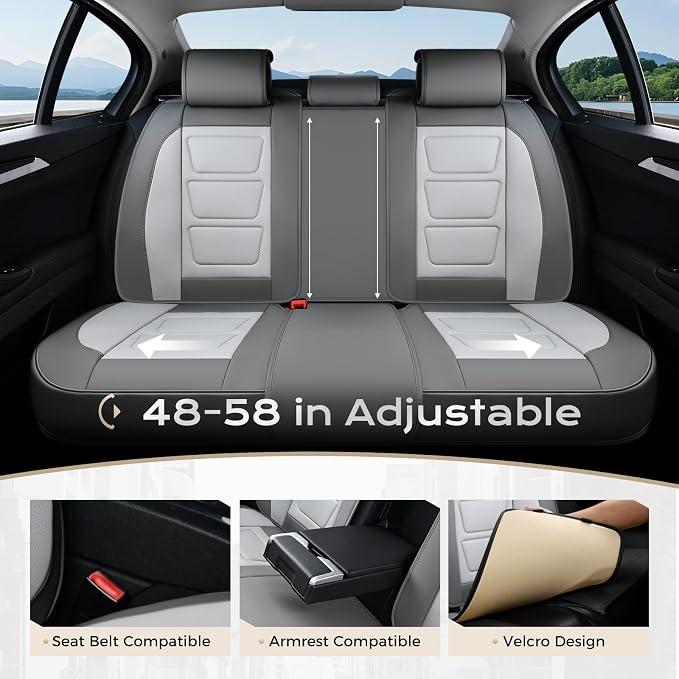 Coverado Car Seat Covers Full Set, Seat Covers for Cars, Front Seat Covers and Back Seat Cover Waterproof Leather Automotive Seat Cover, Universal Car Interior Protectors Cushion for Most Cars