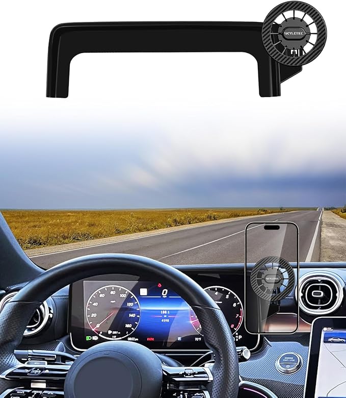 Magnetic Phone Mount for Mercedes Benz GLC 2023-2026 C-Class 2022-2026 Accessories 12.3-Inch Screen Fixed Clip, Cell Phone Base Automobile Cradles Magnets Phone Holder Compatible with MagSafe