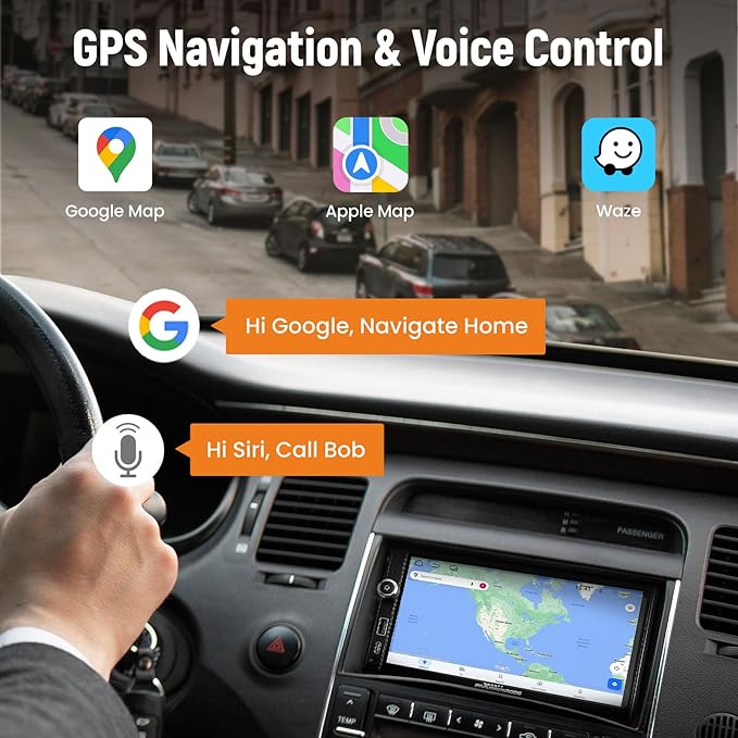 maXpeedingrods 7” Double Din Car Stereo with Apple CarPlay & Android Auto, with Android 13 System and in-Dash GPS Navigation with Type C Charging 2G+32G ROM