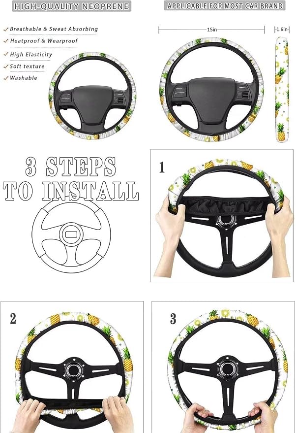 11 Pcs Boho Mandala Hummingbird Car Seat Covers Full Set, Car Front & Rear Seat Covers Steering Wheel Cover Seat Belt Coasters Key Chains, Car Accessories for Women Men