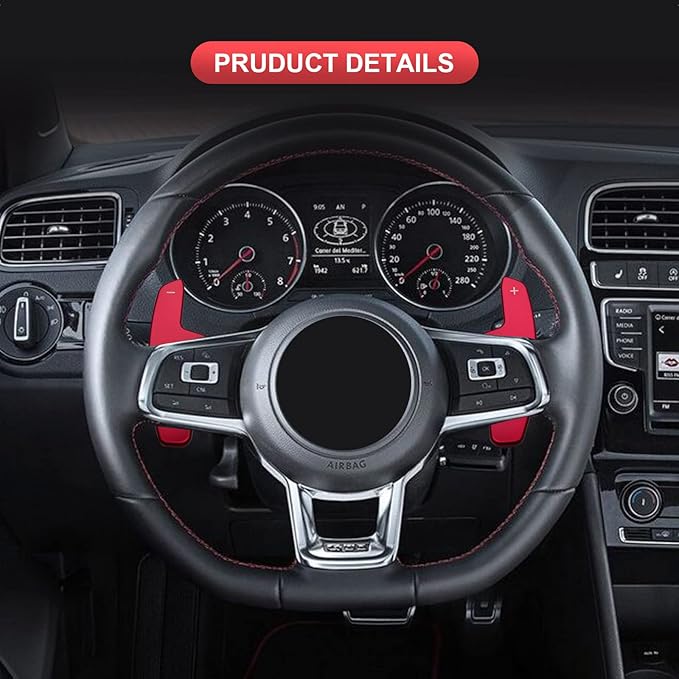Replacement Steering Wheel Shift Paddle Extended Shifter Compatible with VW Golf 7 Scirocco SAGITAR GLI LAMANDO GTS Polo GTI Car Accessories Aluminum Alloy Red