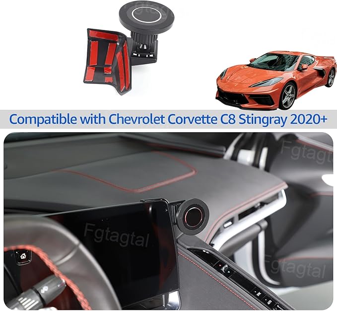 Car Phone Mount Compatible with Chevrolet Corvette C8 2020-2025, Cell Phone Holder for Center Console Navigation Screen, Handsfree Car Phone Stand
