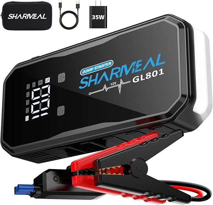 Sharmeal 21-in-1 8000A Jump Starter, 20000mAh Car Booster Pack with PD 35W Super Fast Charging, 12V Jump Starter Battery Pack for All Gas and 12.0L Diesel, Portable Jump Box with LED Light