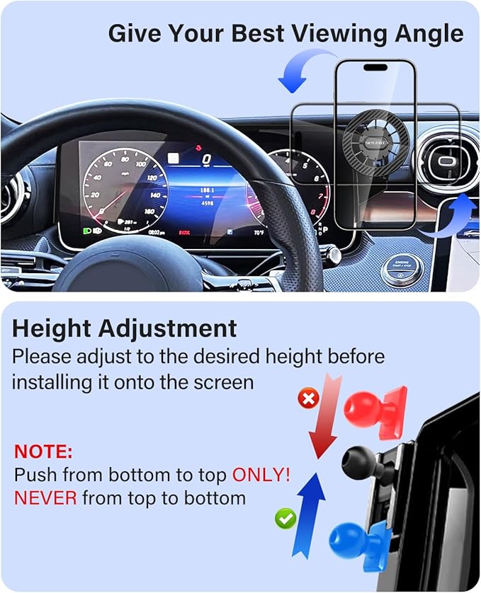 Magnetic Phone Mount for Mercedes Benz GLC 2023-2026 C-Class 2022-2026 Accessories 12.3-Inch Screen Fixed Clip, Cell Phone Base Automobile Cradles Magnets Phone Holder Compatible with MagSafe