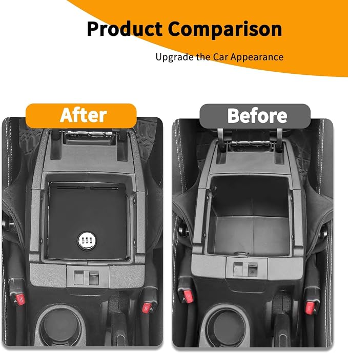 Hoolcar Center Console Armrest Locking Storage Box Armrest Organizer Gun Safe Box with Password Compatible with Jeep Wrangler JK JKU 2011-2017, Interior Accessories