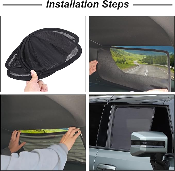 Car Side Window Shades Compatible with Hummer EV Accessories 2024 2025 2026 Side Window Sun Shades Glare and UV Rays Protection Car Camping and Napping Curtains (Front Window)